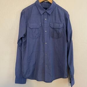 Prana Breathe Mens Button Up Shirt Size Medium Outdoors Hiking Roll Tab Sleeves